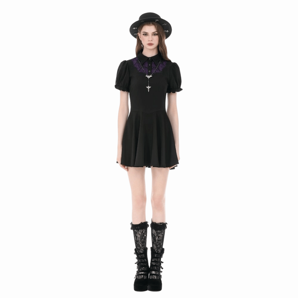 Hexed Academy Puff-Sleeve Dress detail