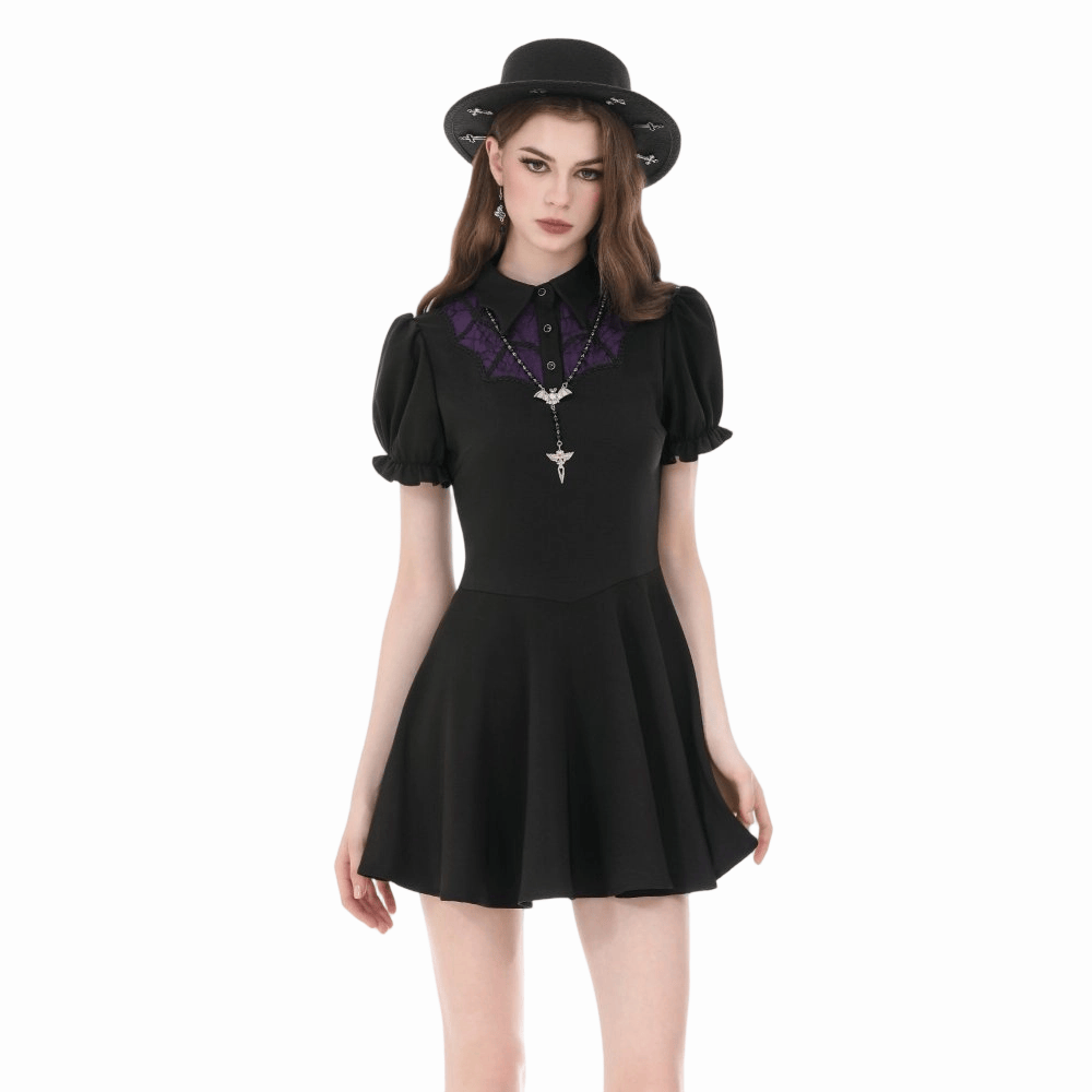Hexed Academy Puff-Sleeve Dress detail