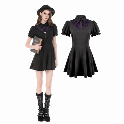 Hexed Academy Puff-Sleeve Dress front view