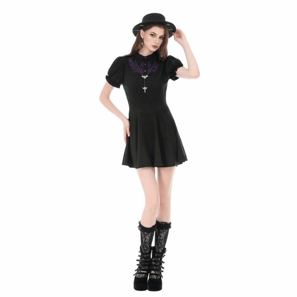Hexed Academy Puff-Sleeve Dress detail