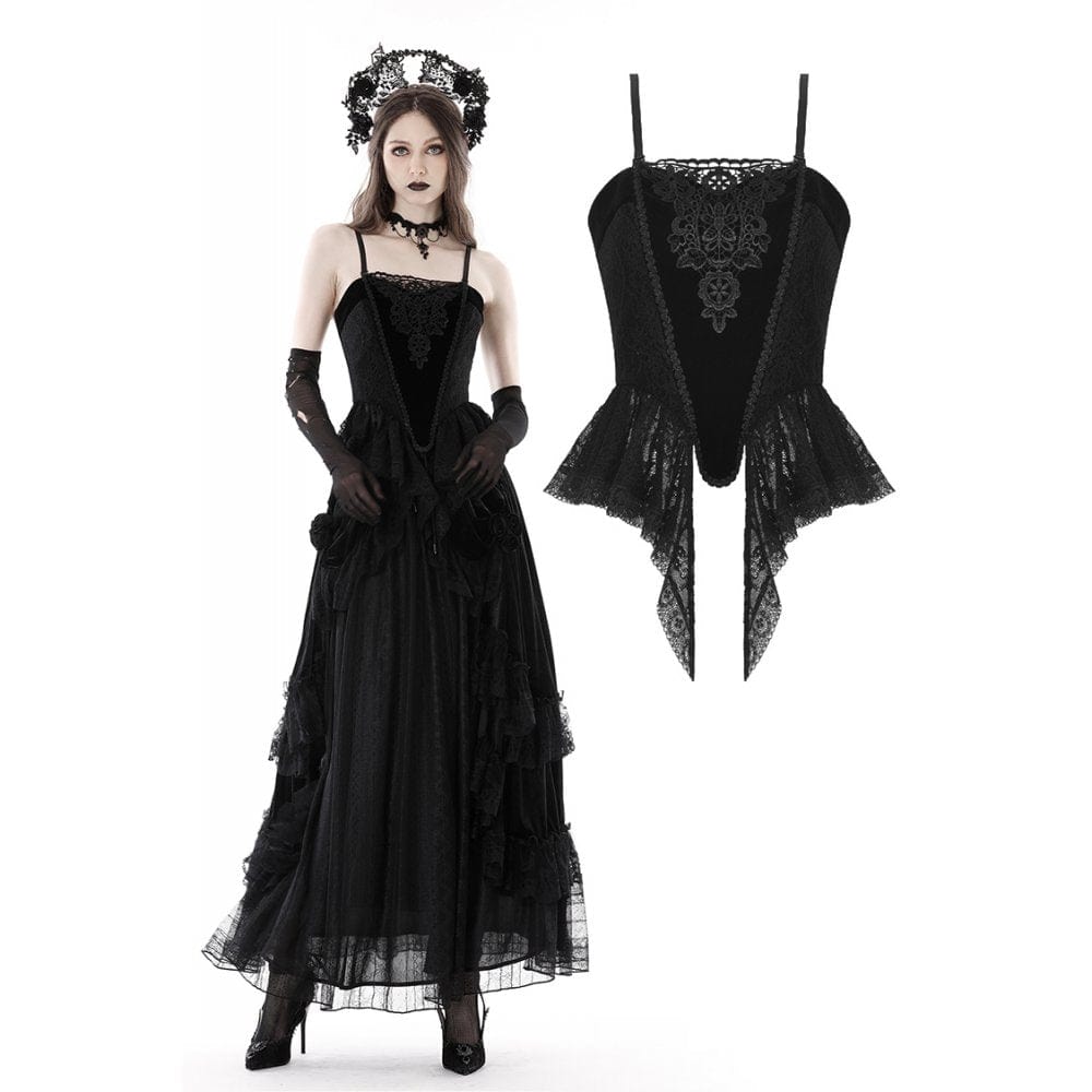 Midnight Garden Embroidered Velvet Bustier front view
