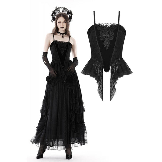 Midnight Garden Embroidered Velvet Bustier front view