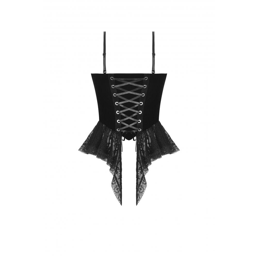 Midnight Garden Embroidered Velvet Bustier detail view 10
