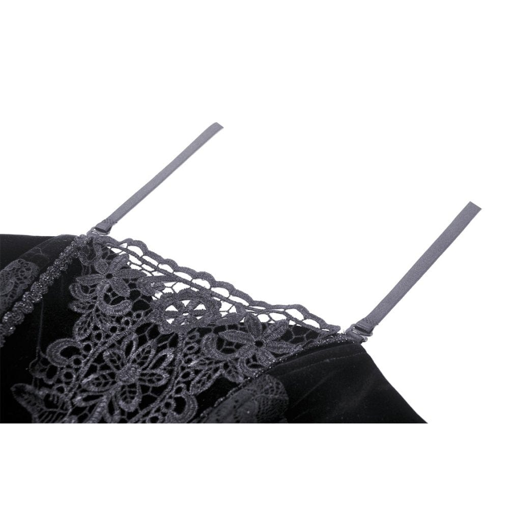 Midnight Garden Embroidered Velvet Bustier detail view 11
