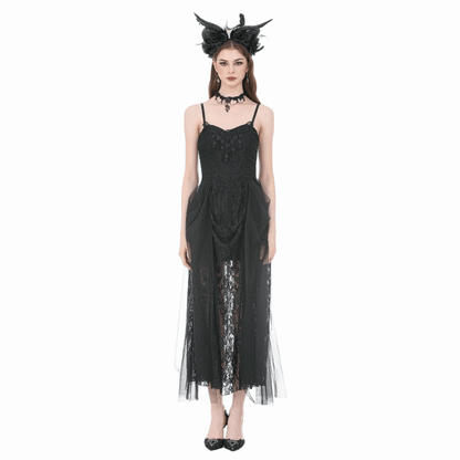 Midnight Rose Ruched Lace Gown