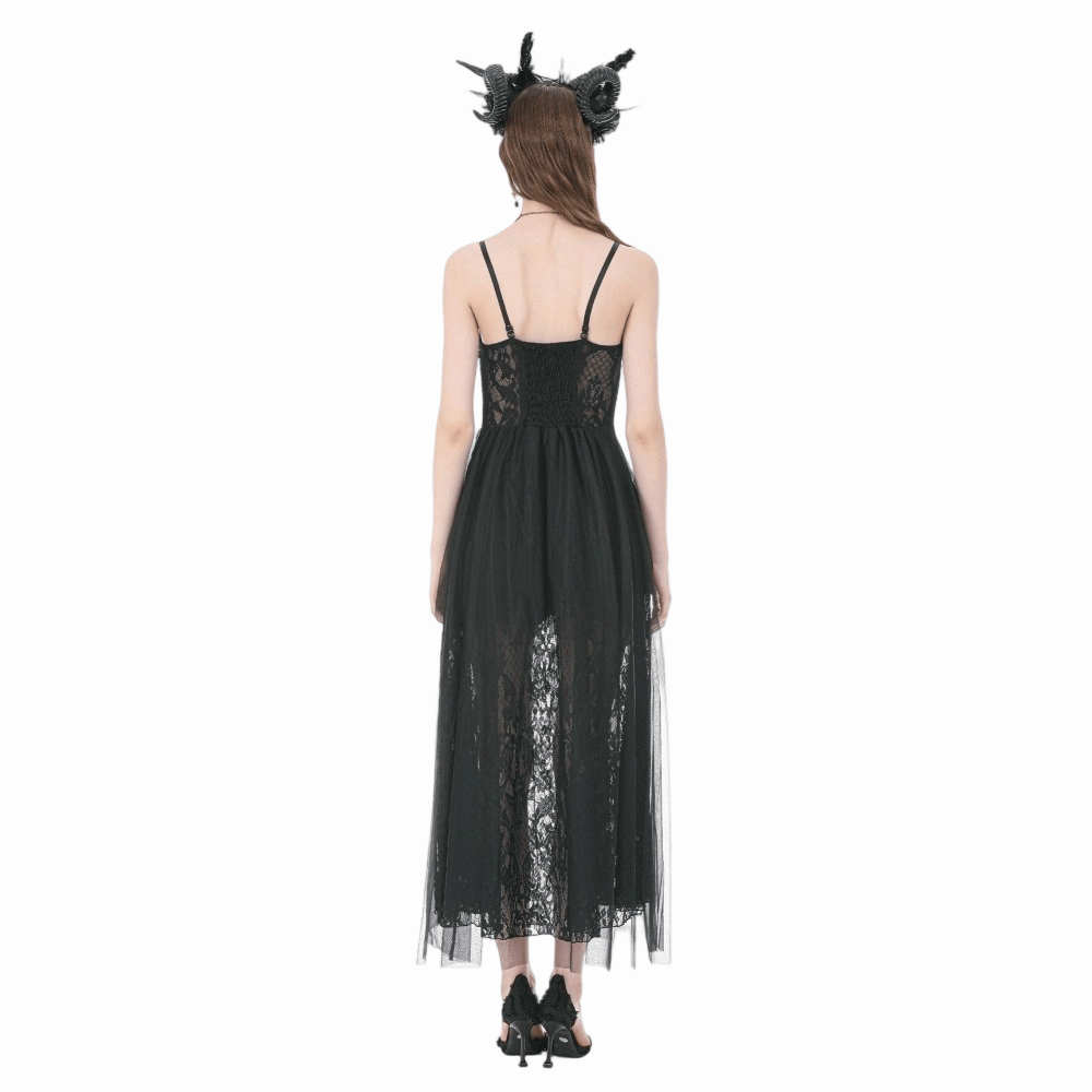 Midnight Rose Ruched Lace Gown
