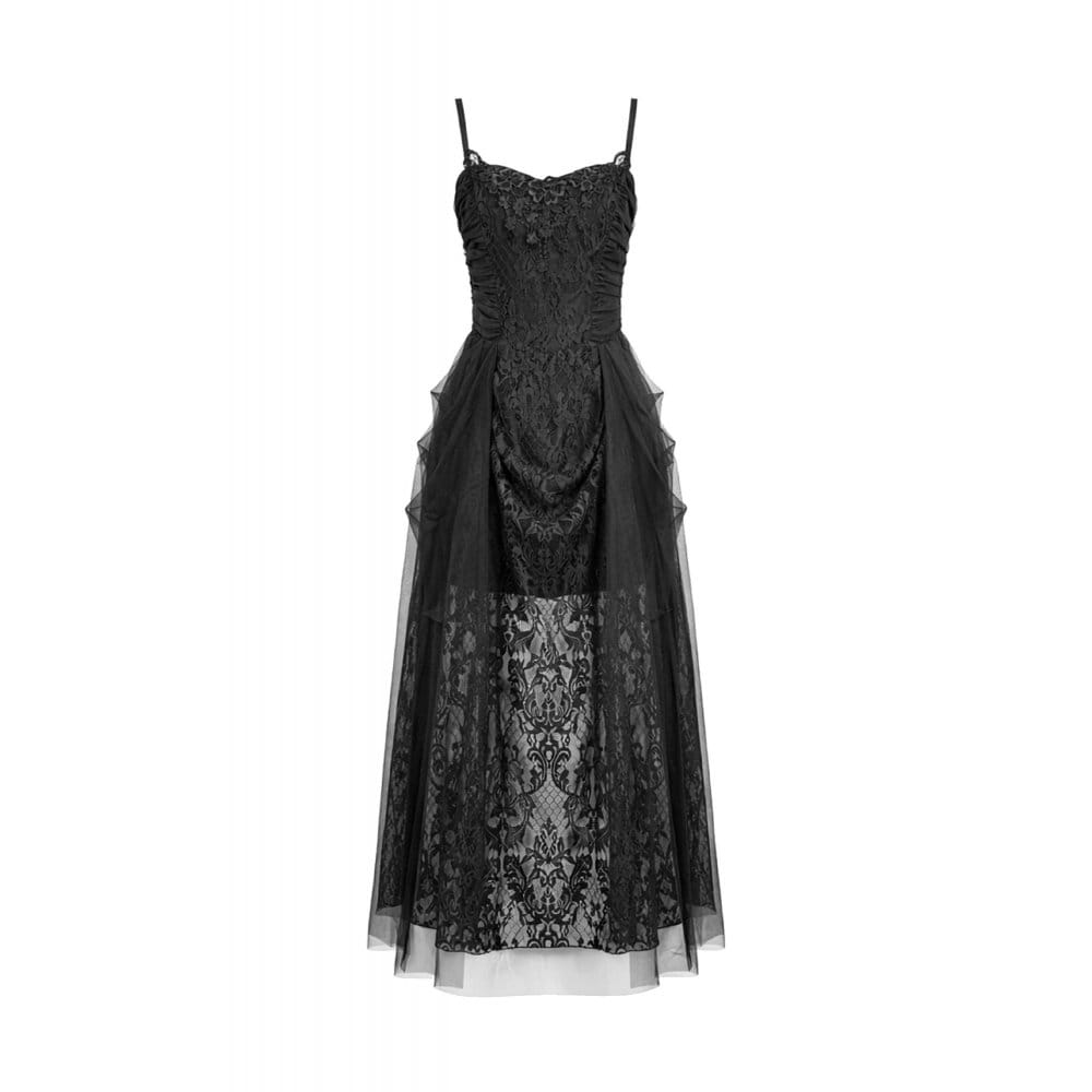 Midnight Rose Ruched Lace Gown