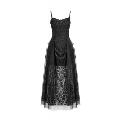 Midnight Rose Ruched Lace Gown