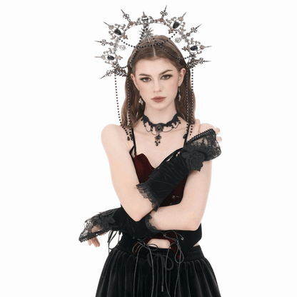 Velvet Vow Lace-Up Arm Sleeves detail