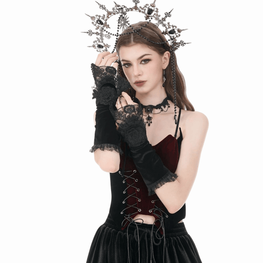 Velvet Vow Lace-Up Arm Sleeves detail