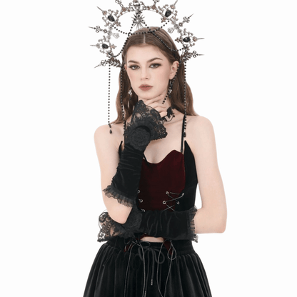 Velvet Vow Lace-Up Arm Sleeves detail