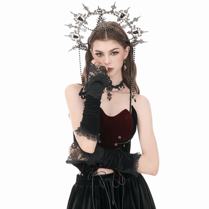 Velvet Vow Lace-Up Arm Sleeves detail