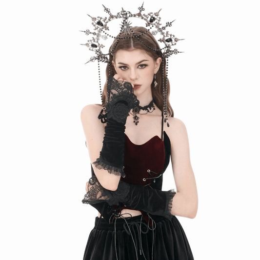 Velvet Vow Lace-Up Arm Sleeves detail