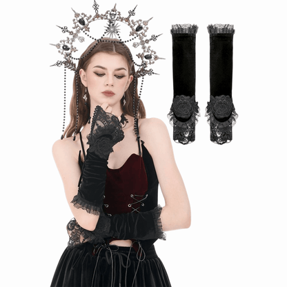Velvet Vow Lace-Up Arm Sleeves front view