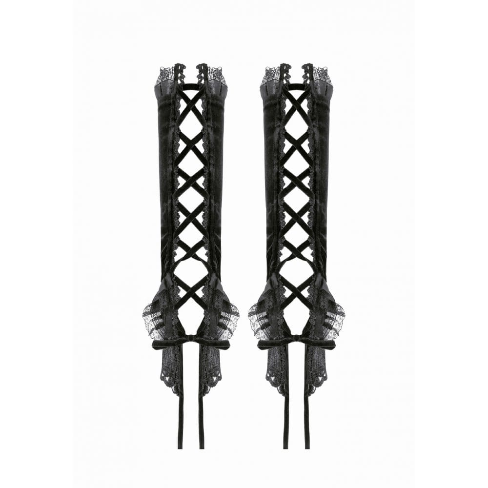 Velvet Vow Lace-Up Arm Sleeves detail