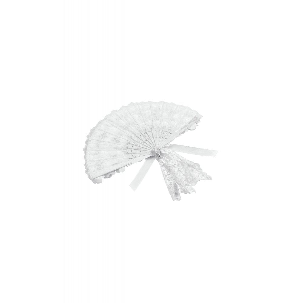 Pearl Mourning Floral-Lace Fan detail view