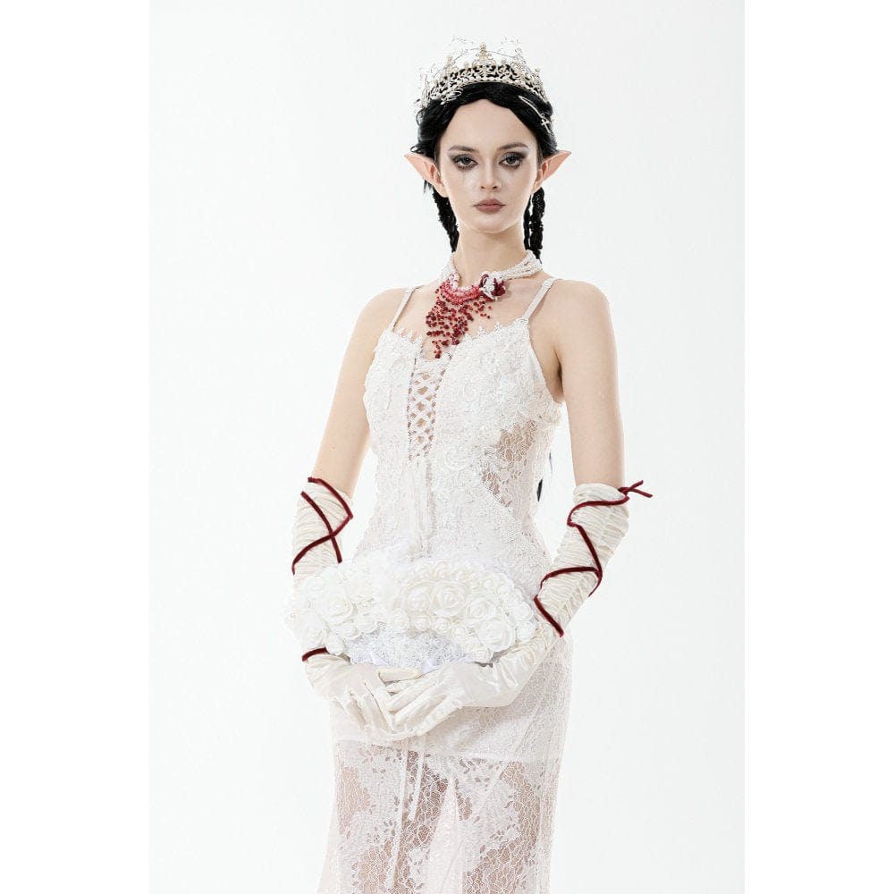Pearl Mourning Floral-Lace Fan detail view