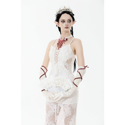 Pearl Mourning Floral-Lace Fan detail view