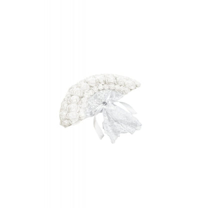 Pearl Mourning Floral-Lace Fan detail view