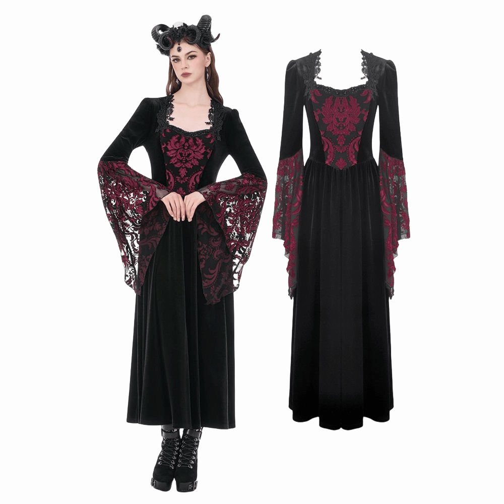 Garden of Night Flare-Sleeve Gown