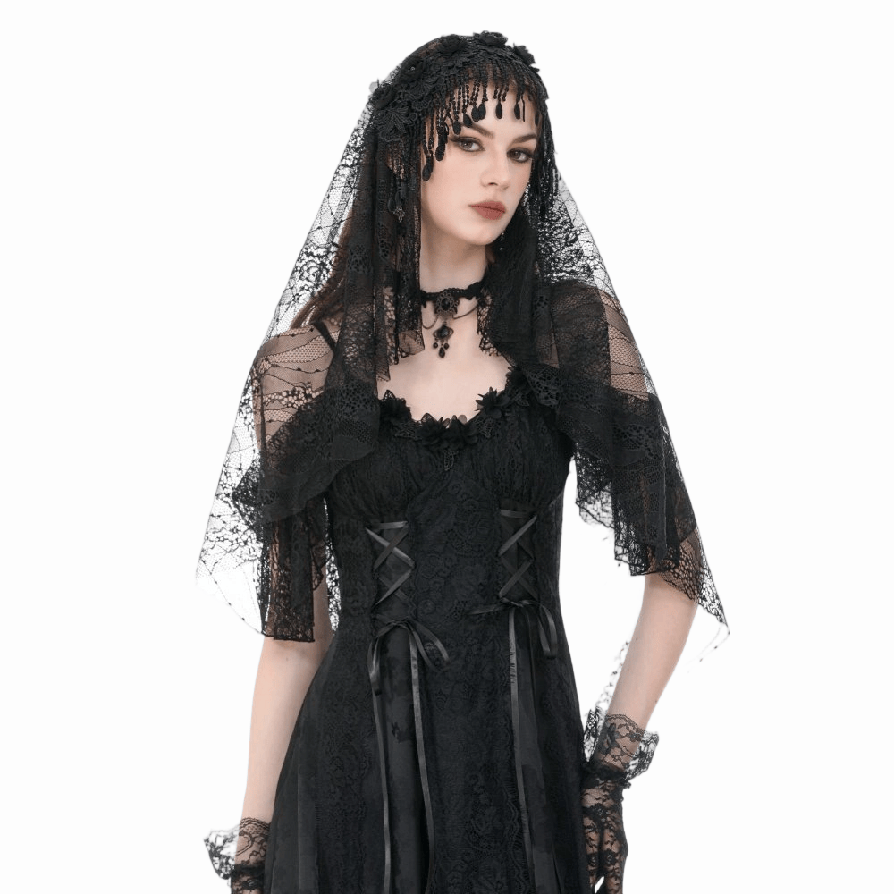 Mourning Garden Tassel Veil front view