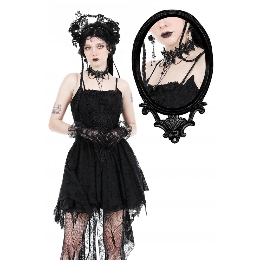Black Oracle Gemstone Lace Choker front view