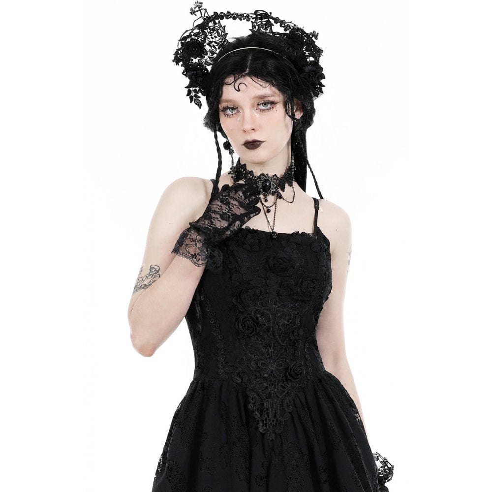 Black Oracle Gemstone Lace Choker detail view