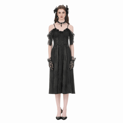 Black Vow Jacquard Off-Shoulder Gown