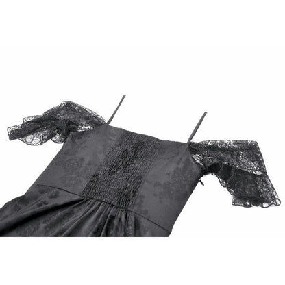 Black Vow Jacquard Off-Shoulder Gown