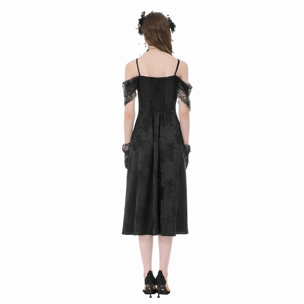 Black Vow Jacquard Off-Shoulder Gown