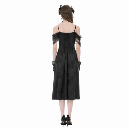 Black Vow Jacquard Off-Shoulder Gown