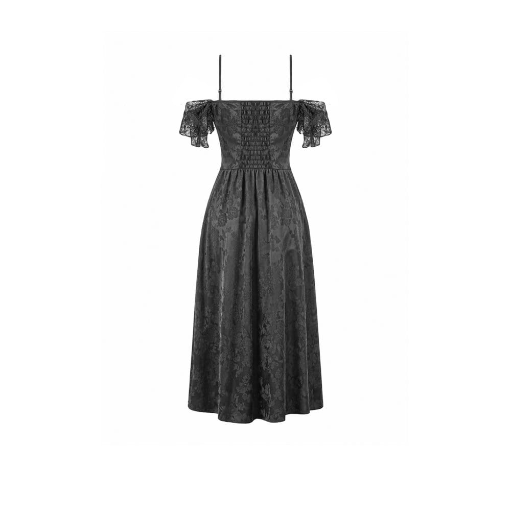 Black Vow Jacquard Off-Shoulder Gown