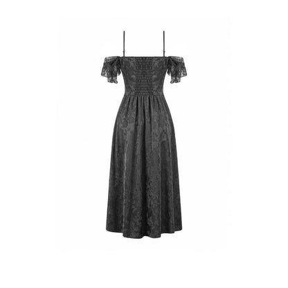 Black Vow Jacquard Off-Shoulder Gown