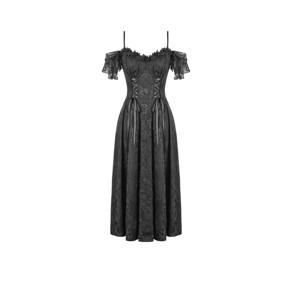 Black Vow Jacquard Off-Shoulder Gown