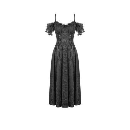 Black Vow Jacquard Off-Shoulder Gown