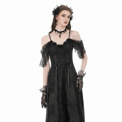 Black Vow Jacquard Off-Shoulder Gown