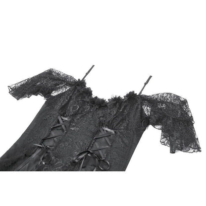 Black Vow Jacquard Off-Shoulder Gown