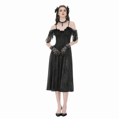 Black Vow Jacquard Off-Shoulder Gown