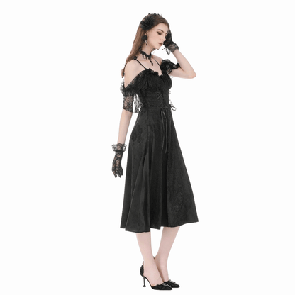 Black Vow Jacquard Off-Shoulder Gown