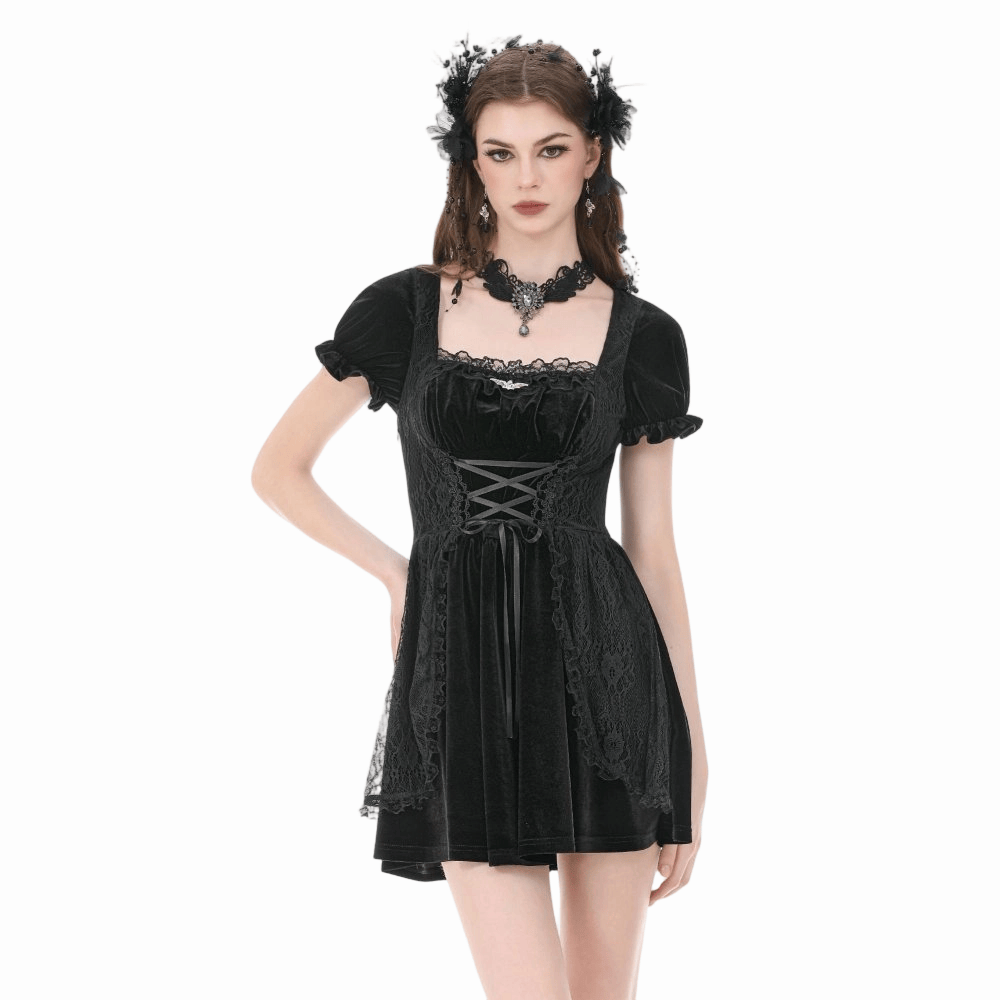 Midnight Briar Lace-Up Dress detail