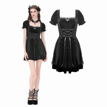 Midnight Briar Lace-Up Dress front view