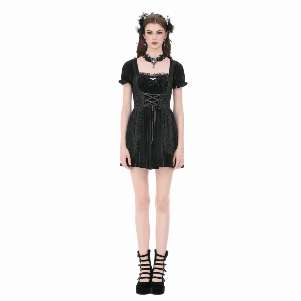 Midnight Briar Lace-Up Dress detail
