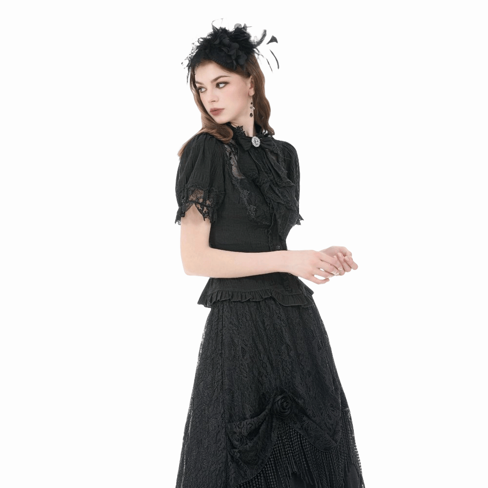 Widow's Vow Detachable-Bow Shirt detail view