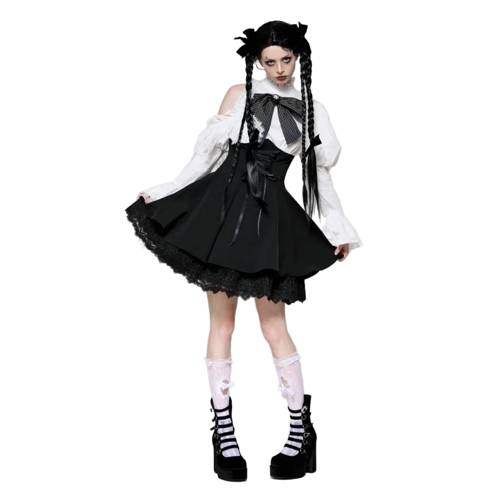 Torn Ribbon Gothic Doll Dress detail view