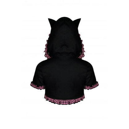 Pink Familiar Plaid Cat-Ear Cape detail view
