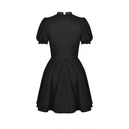 Porcelain Shadow Puff-Sleeve Lace Dress detail view