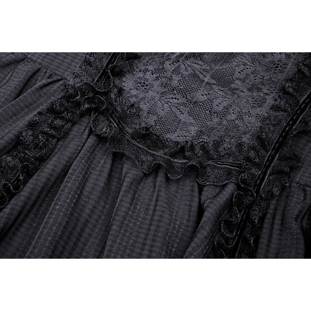 Porcelain Shadow Puff-Sleeve Lace Dress detail view