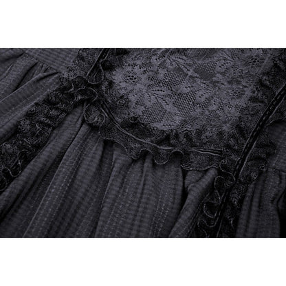 Porcelain Shadow Puff-Sleeve Lace Dress detail view