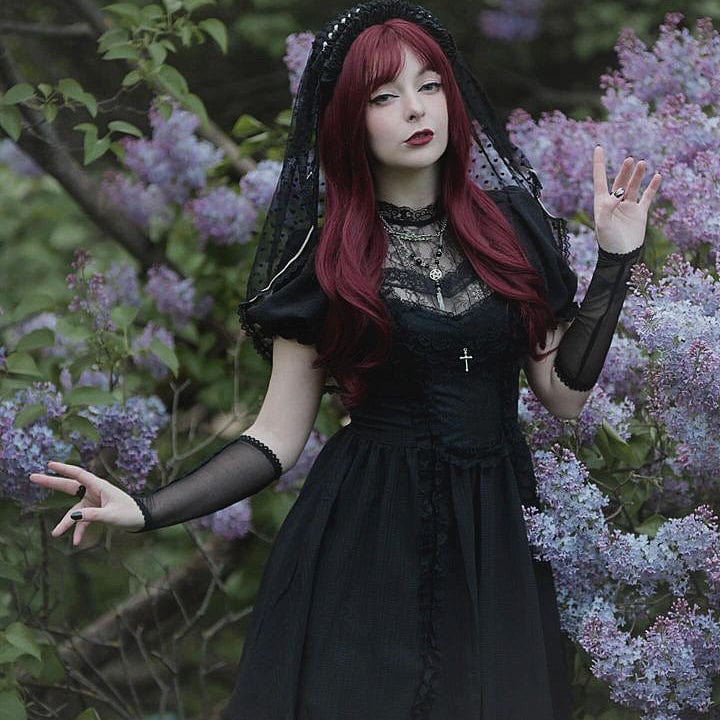 Porcelain Shadow Puff-Sleeve Lace Dress detail view
