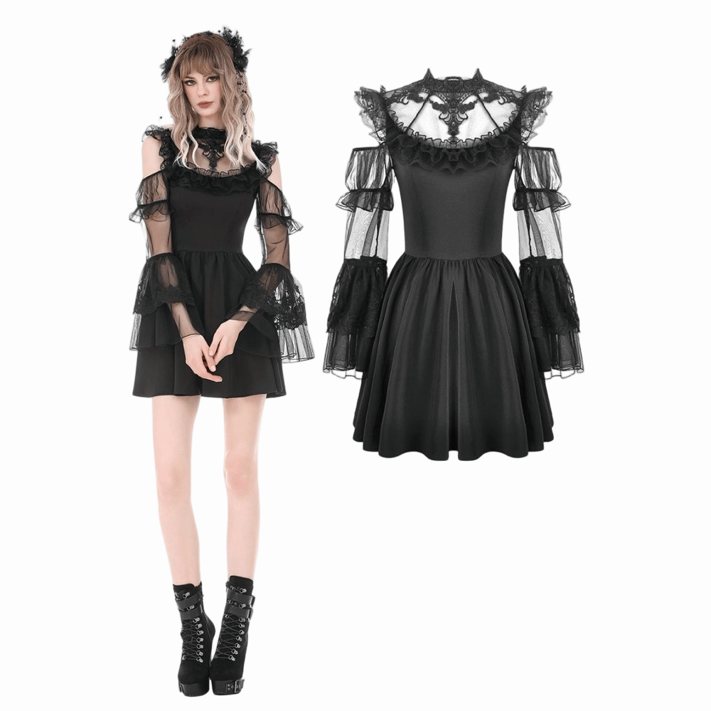 Cathedral Ruin Ruffled Cutout Dress front view